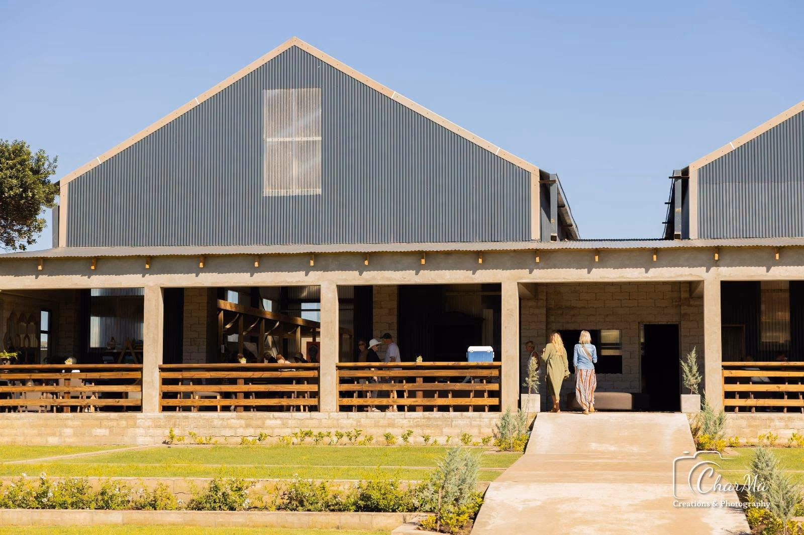 Barefoot Market's modern twin-gabled country venue and covered veranda