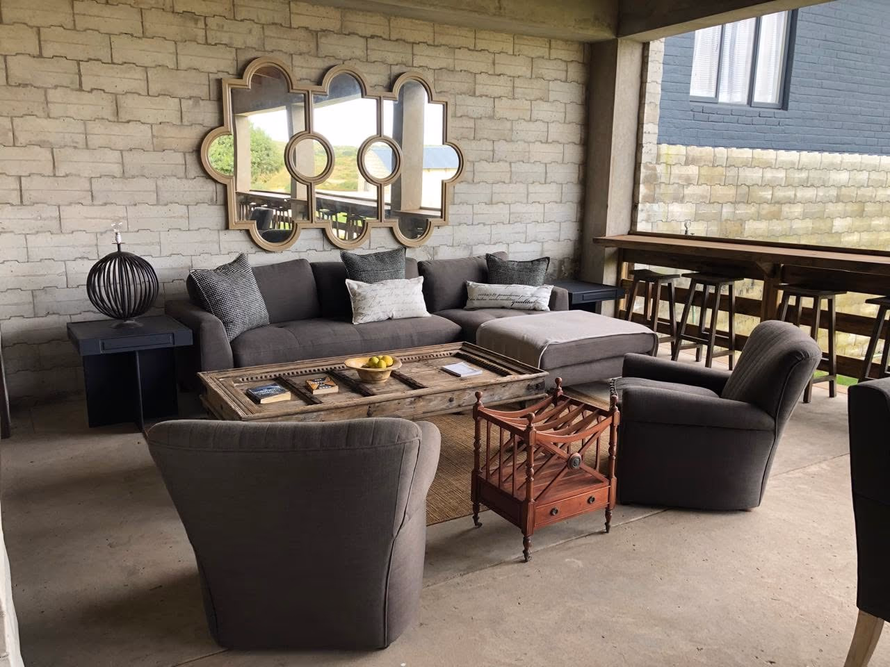 A furnished lounge area at Barefoot Market with country views